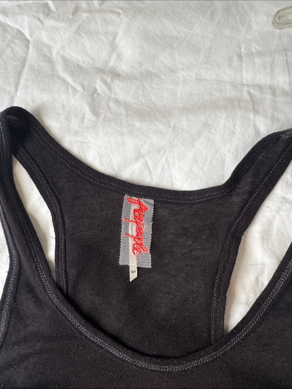 Free People Black Ribbed Racerback Tank with Contrast Stitching - Picture 2 of 4